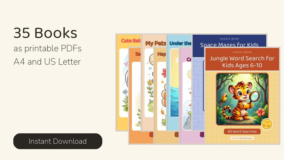 Complete Bundle: 25 Coloring Books and 10 Puzzle Books to Print