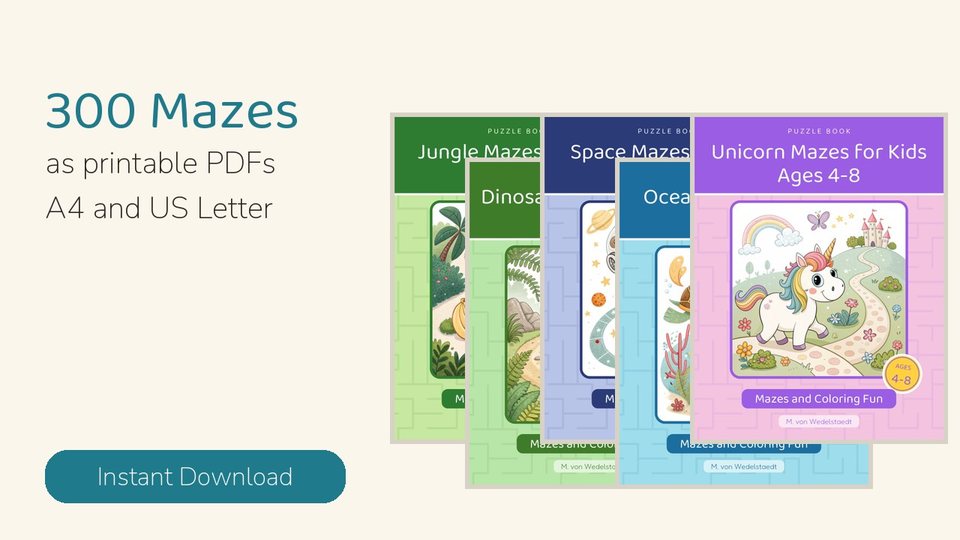 Maze Bundle: 300 Printable Mazes, 5 Themes