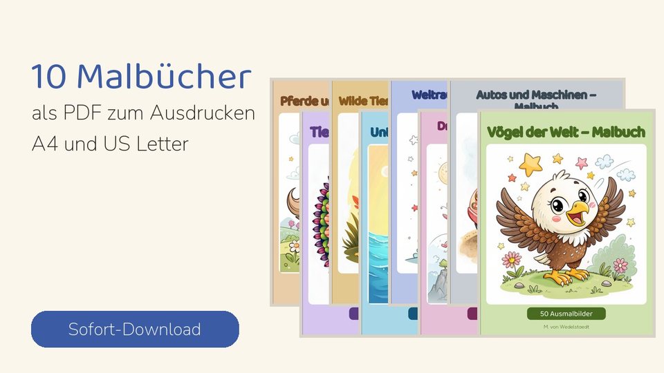 Malbuch-Paket 6-10 Jahre: 10 Bände Pferde, Mandalas, Drachen, Weltraum, Ritter
