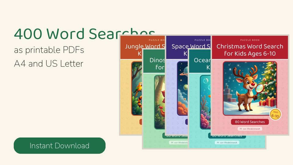 Word Search Bundle: 400 Printable Puzzles, 5 Themes